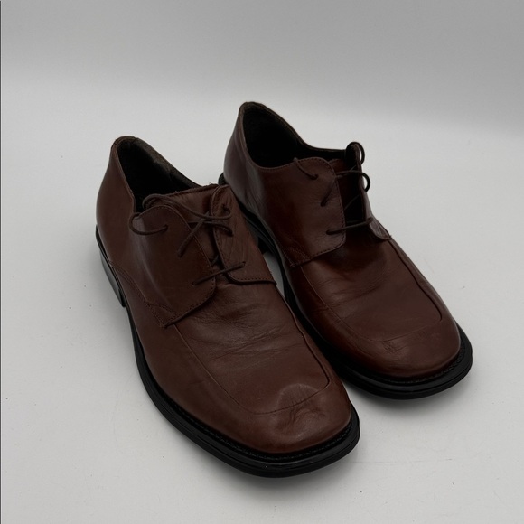 Vintage Alfani Dark Brown Leather Oxfords Mens 12M square toe Y2K lace up casual main image 4